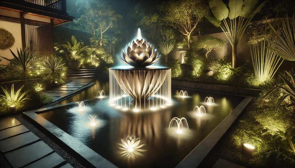 06 - Landscape With Water Features Shine Through Night Time