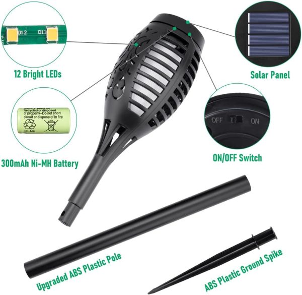 Weatherproof Solar Torch Lights for Outdoor Decor details